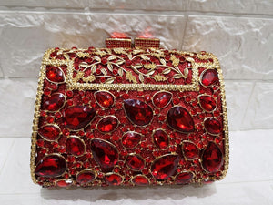 Gold  Box Bag Diamond Women Clutch Bag Crystal Party Handbag Ladies Banquet Purse Fashion Pochette Prom Evening bag