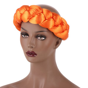 Latest Exaggerated big satin twist braid Handmade African Cap Nigerian Wedding Gele Women Braid Turbans Head Wraps