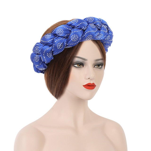 Latest Exaggerated big satin twist braid Handmade African Cap Nigerian Wedding Gele Women Braid Turbans Head Wraps