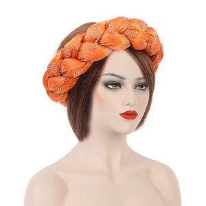 Latest Exaggerated big satin twist braid Handmade African Cap Nigerian Wedding Gele Women Braid Turbans Head Wraps