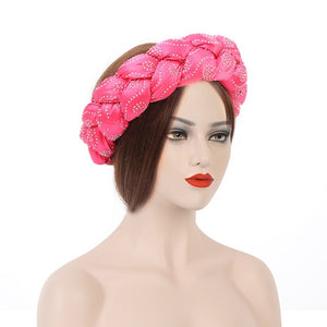 Latest Exaggerated big satin twist braid Handmade African Cap Nigerian Wedding Gele Women Braid Turbans Head Wraps