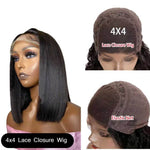 Load image into Gallery viewer, Short Bob Wig 13x6x1 T Part Lace Front Human Hair Wigs For Black Women Brazilian Bone Straight Wig Pre Plucked Black Color 180%
