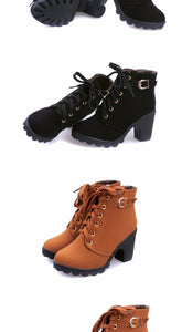 New Women Pumps Boots High Quality Lace-up European Ladies shoes PU high heels Boots