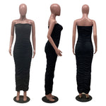 Load image into Gallery viewer, Sexy Backless Ruched Wrap Dress for Women Sleeveless Bodycon Causal Maxi Dresses Plus Size High Waist Solid Package Hip Dress
