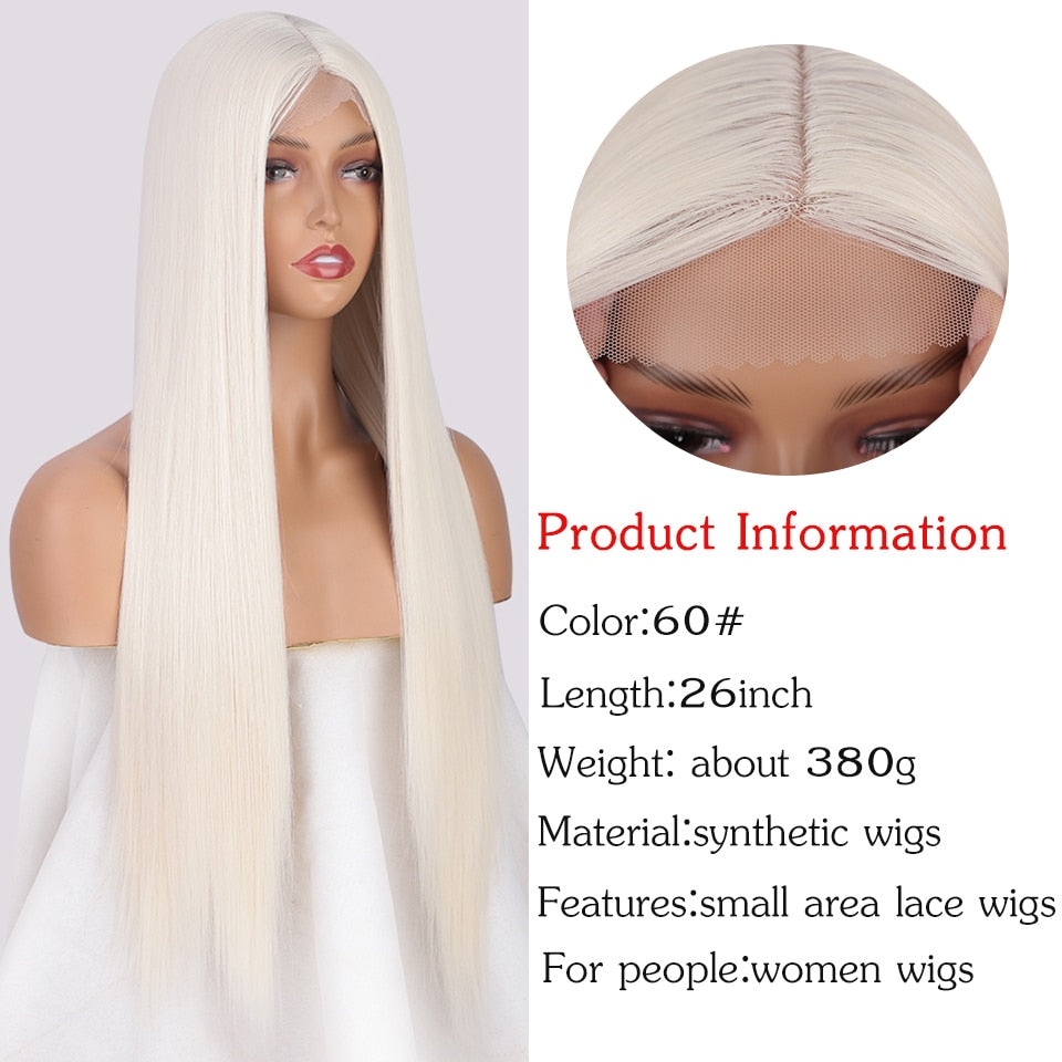 Long Straight 60 613 Blonde Synthetic Wigs for Women Middle Part Cosplay Purple Red Brown Pink Orange Wig Fake Hair