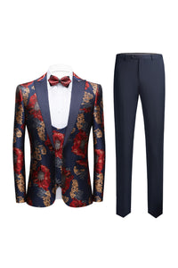 Elegant Formal Groom Men Dress Wedding Suits For Men Printed Floral Tuxedo Groomsmen Wedding Blazer Suits