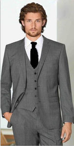 Groom Tuxedos Notch Lapel Men's Suit Shiny Black Groomsman Wedding Prom Suits (Jacket+Pants+Tie+Vest)