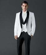 Load image into Gallery viewer, Groom Tuxedos Notch Lapel Men&#39;s Suit Shiny Black Groomsman Wedding Prom Suits (Jacket+Pants+Tie+Vest)

