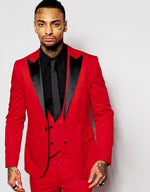 Load image into Gallery viewer, Groom Tuxedos Notch Lapel Men&#39;s Suit Shiny Black Groomsman Wedding Prom Suits (Jacket+Pants+Tie+Vest)
