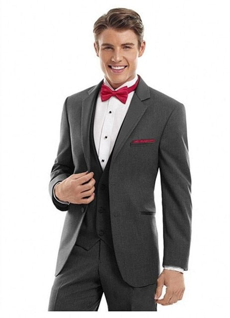 Groom Tuxedos Notch Lapel Men's Suit Shiny Black Groomsman Wedding Prom Suits (Jacket+Pants+Tie+Vest)