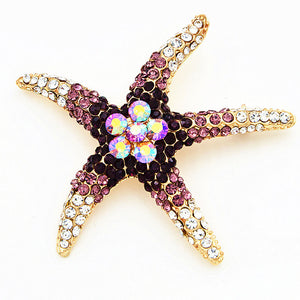 Starfish brooches Blue Rhinestone Starfish Brooch Fashion high-end colorful crystal bridesmaid wedding