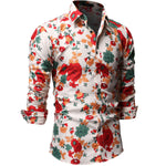 Load image into Gallery viewer, Men Long Sleeve Floral Print Shirts Fashion Slim Brand Party Holiday Casual Dress Flower Shirt Homme
