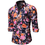 Load image into Gallery viewer, Men Long Sleeve Floral Print Shirts Fashion Slim Brand Party Holiday Casual Dress Flower Shirt Homme
