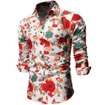 Load image into Gallery viewer, Men Long Sleeve Floral Print Shirts Fashion Slim Brand Party Holiday Casual Dress Flower Shirt Homme
