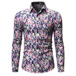 Load image into Gallery viewer, Men Long Sleeve Floral Print Shirts Fashion Slim Brand Party Holiday Casual Dress Flower Shirt Homme
