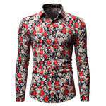 Load image into Gallery viewer, Men Long Sleeve Floral Print Shirts Fashion Slim Brand Party Holiday Casual Dress Flower Shirt Homme
