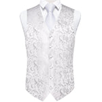 Cargar imagen en el visor de la galería, White Suit Vest Tie Set For Men Groom Homme Wedding Banquet Party Formal Business Waistcoat Necktie Bowtie Set
