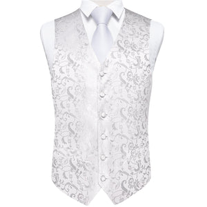 White Suit Vest Tie Set For Men Groom Homme Wedding Banquet Party Formal Business Waistcoat Necktie Bowtie Set
