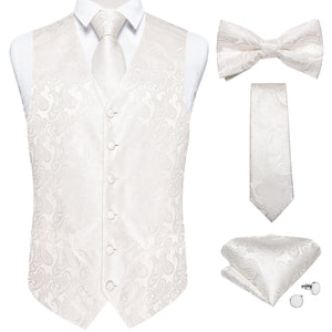 White Suit Vest Tie Set For Men Groom Homme Wedding Banquet Party Formal Business Waistcoat Necktie Bowtie Set