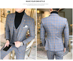 Load image into Gallery viewer, Men Dress Blazers Pants Vest 3 Piece Set Wedding New Business Formal Plaid Suit Luxury Slim Fit Coat Trousers
