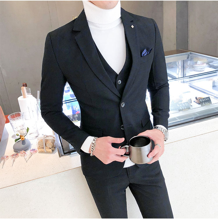 Men Dress Blazers Pants Vest 3 Piece Set Wedding New Business Formal Plaid Suit Luxury Slim Fit Coat Trousers