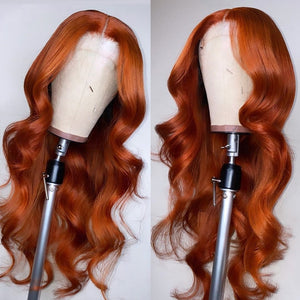 Ginger Orange Lace Front Human Hair Wigs Wavy Lace Front Wig For Women Lace Closure Human Hair Wig T Part Lace Wig Bleached Knot