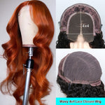 Load image into Gallery viewer, Ginger Orange Lace Front Human Hair Wigs Wavy Lace Front Wig For Women Lace Closure Human Hair Wig T Part Lace Wig Bleached Knot
