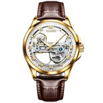 Cargar imagen en el visor de la galería, OLEVS Luxury Men Watches Automatic Mechanical Wristwatch Skeleton Design Waterproof Leather Strap Male Watch
