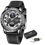 Load image into Gallery viewer, LIGE Official Store New Waterproof Silicones Strap Quartz Men&#39;s Wristwatch + Box
