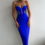 Load image into Gallery viewer, Sexy Strapless Women Dress Bandage Bodycon New Elegant Beading Party Evening Club Midi Dresses Summer Autumn Clothes
