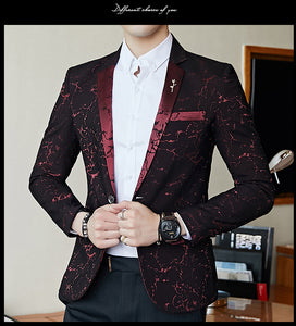 Luxury banquet party suit jacket evening dress fashion jacquard casual business jacket Slim men's wedding jacket men's clothing