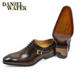 Load image into Gallery viewer, LUXURY LEATHER MEN SHOES LACE-UP BUCKLE STRAP POINTED OXFORD SHOES
