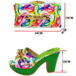 Load image into Gallery viewer, New Design Pointed Toe Lady Shoes and Bag Set in green Color Pu Leather Matching Bag
