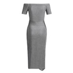 Load image into Gallery viewer, Women Sexy Off Shoulder Evening Party Dresses Sleeveless High Slit Bodycon Wrap Dress Ladies Clubwear Solid Vestidos
