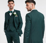 Cargar imagen en el visor de la galería, Handsome Green Groom Slim Fit Tuxedos Groomsmen Best Man Suits Men&#39;s Wedding Dress Two Button Blazer (Jacket+Pants+Vest)

