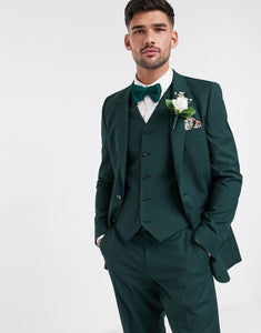 Handsome Green Groom Slim Fit Tuxedos Groomsmen Best Man Suits Men's Wedding Dress Two Button Blazer (Jacket+Pants+Vest)