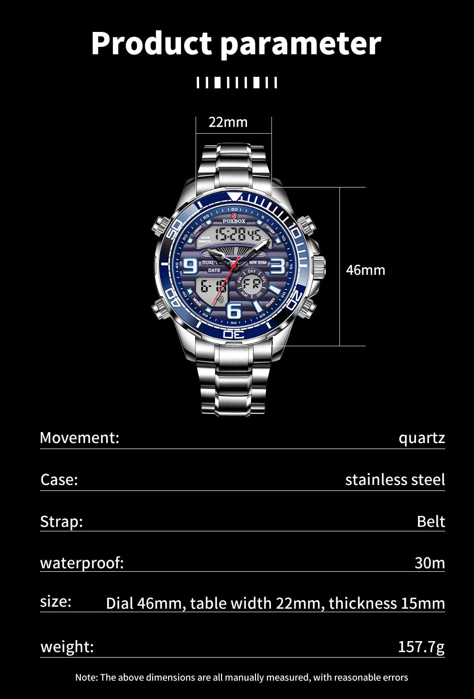 Digital Men's Watches Top Luxury Sport Quartz Wristwatch For Men All Steel Military Waterproof Clock+Box