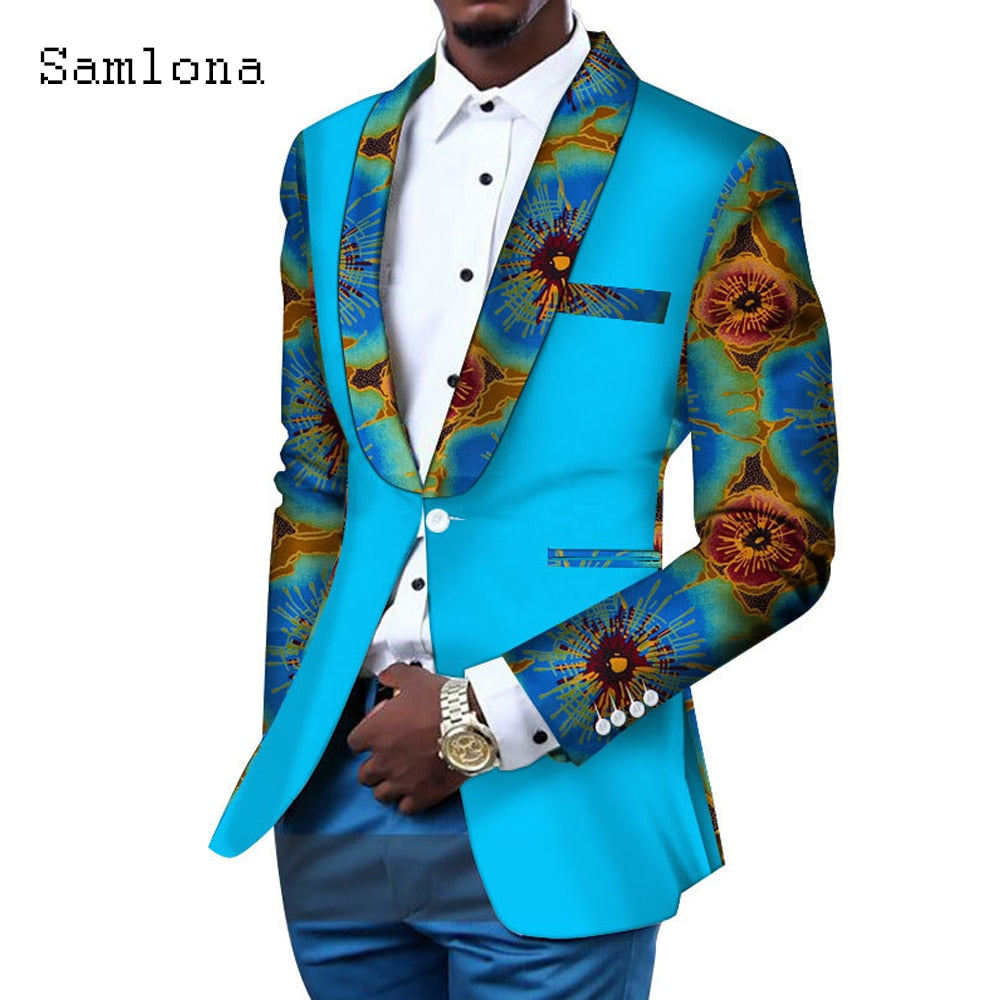 Men Elegant Fashion Top Blazers European Style Autumn Vintage 3D Print Jackets Business man Blazers Outerwear
