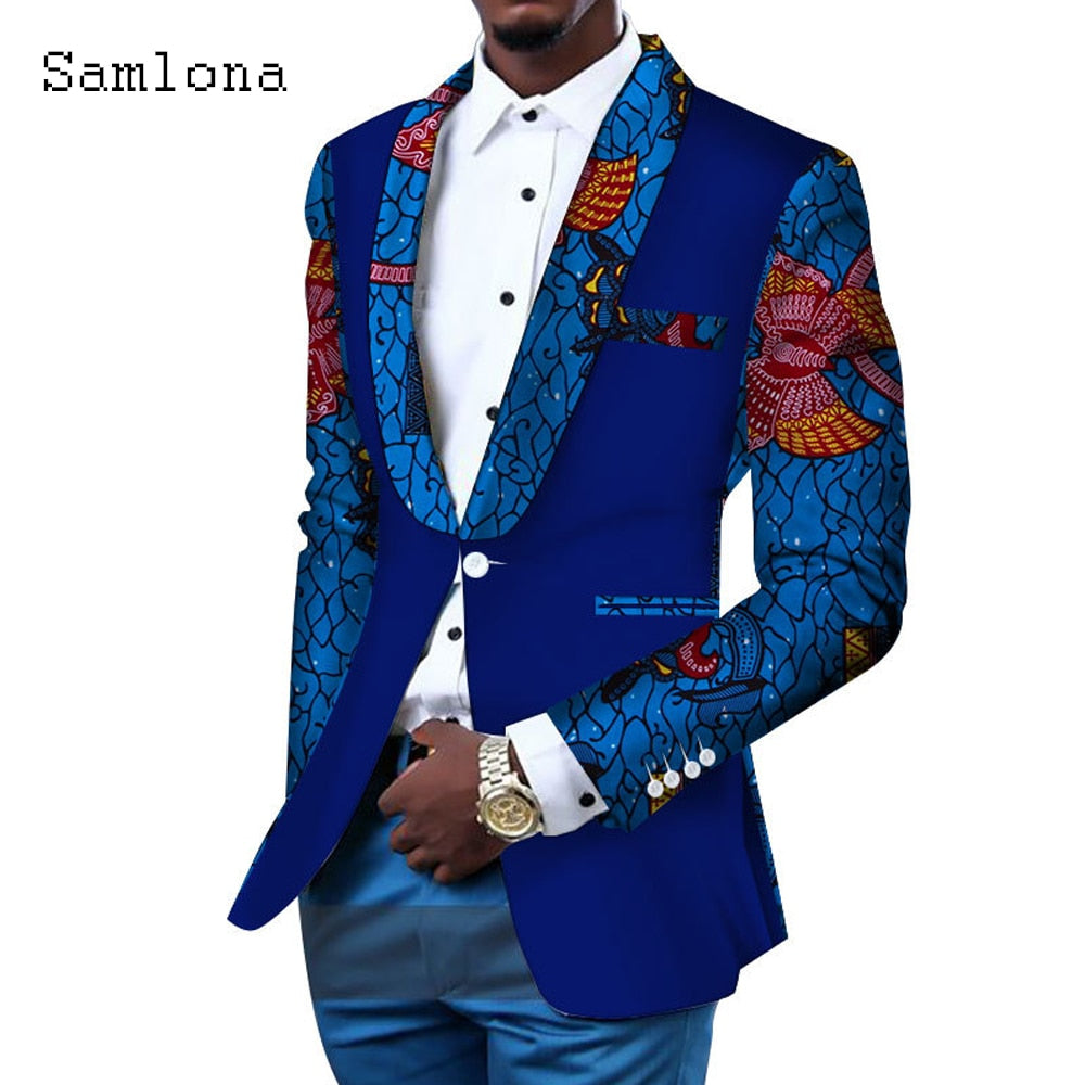 Men Elegant Fashion Top Blazers European Style Autumn Vintage 3D Print Jackets Business man Blazers Outerwear