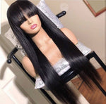 Load image into Gallery viewer, Wig With Bangs Human Hair Short Bob 100% Human Hair Wigs For Black Women Cheap Brazilian Black Straight 28 30 Inch Fringe Wig
