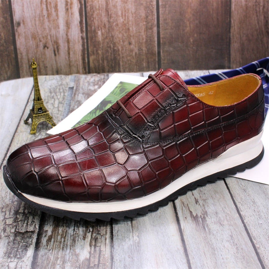 Lace-up Men Leather Shoes Casual and Comfortable Leather Handmade Shoes