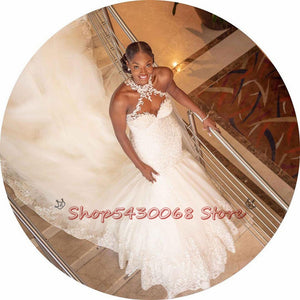 Arabic Aso Ebi Vintage Lace Beaded Wedding Dresses Sheer Neck Mermaid Bridal Dresses Sexy Cheap Wedding Gowns