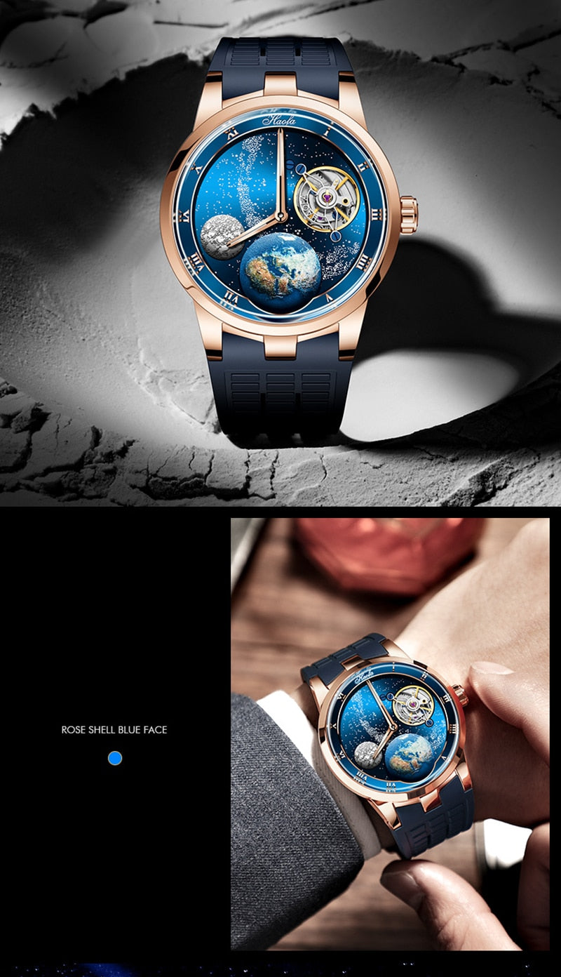 Carrousel Mechanical Watch Men Sapphire Carrusel Starry Power Reserve 80H Wristwatches