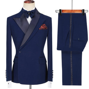 Custom Made Groom Tuxedo Peaked Lapel Double Breasted Men Suit Prom Wedding Party Men's Suits Costume (jacket + Pants)