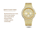 Cargar imagen en el visor de la galería, High Quality Men&#39;s Watch 18K Gold Iced Out Quartz Clock Top Brand Luxury Diamond Business Waterproof Luminous Male Wrist Watches
