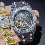 Cargar imagen en el visor de la galería, Businessmen Watch Iced Out Sapphire Luminous 30M Waterproof Mechanical Automatic Watches Full Steel Diamond Man&#39;s Clock

