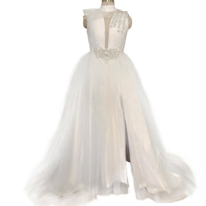 Wedding Dresses for Bride High Neck Thigh-High Slits Hollow Beads Crystal Bridal Gowns robe