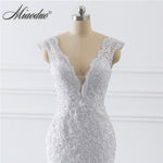 Load image into Gallery viewer, Mermaid Wedding Dresses Sleeveless White V Neck Lace Bridal Dress Marriage Custom Made
