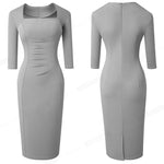 Load image into Gallery viewer, Spring Women Vintage Square Neck Office Dresses Business Formal Elegant Bodycon Slim Dress
