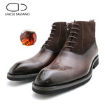 Cargar imagen en el visor de la galería, Black Men&#39;s Boots Shoes Work Boots Fashion Designer Shoes Men Add Velvet Genuine Leather
